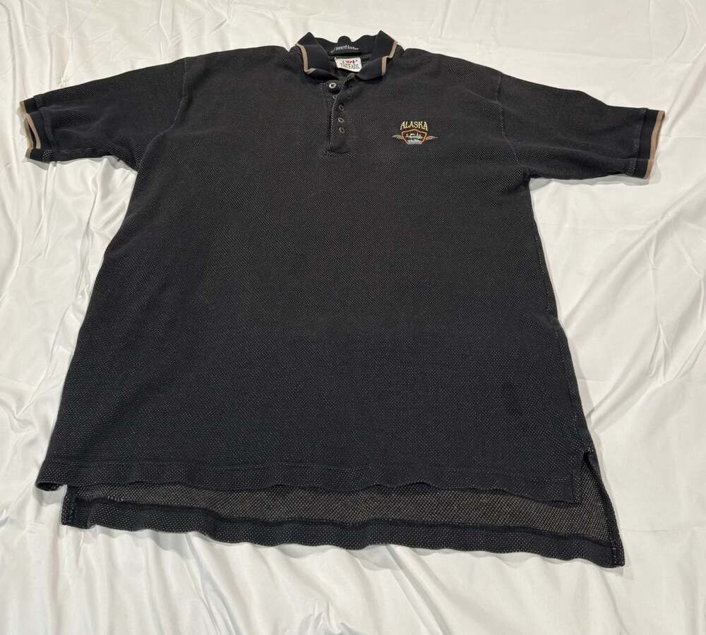 90’s Inner Harbor Top Threads Vintage Alaska Embroidered Black Polo